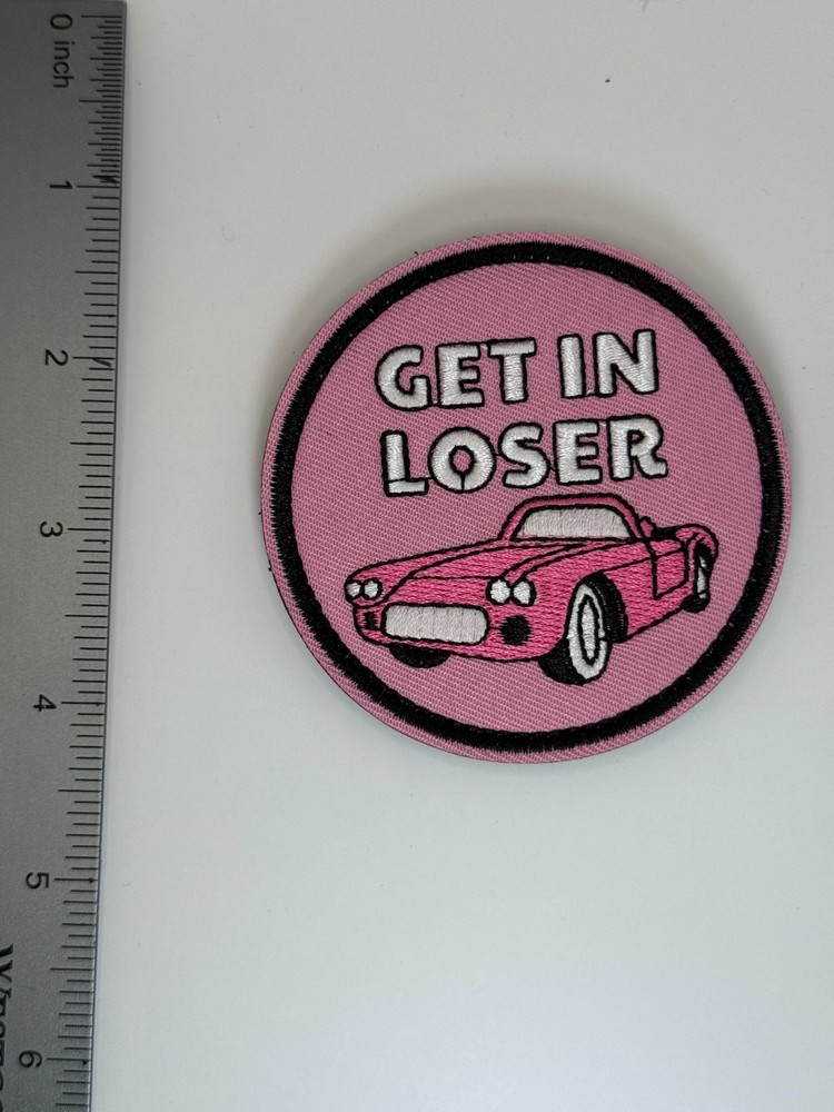 Tactical Morale Patch Embroidered Hook and Loop Pink " Get in Loser"