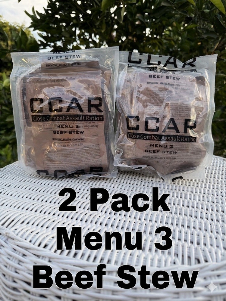 2 PACK Beef Stew High Energy Menu 3 Close Combat Assault Ration CCAR 2028