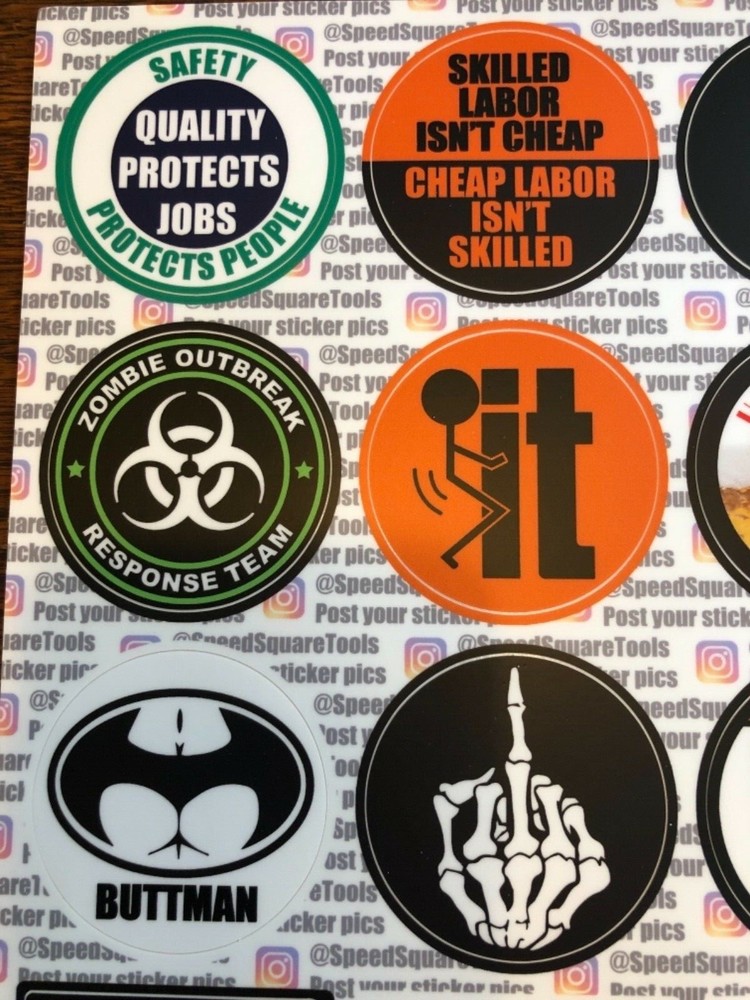 Hard Hat Stickers | 20 Pack | Tools, Construction, Union, Helmet, Hilarious, fun