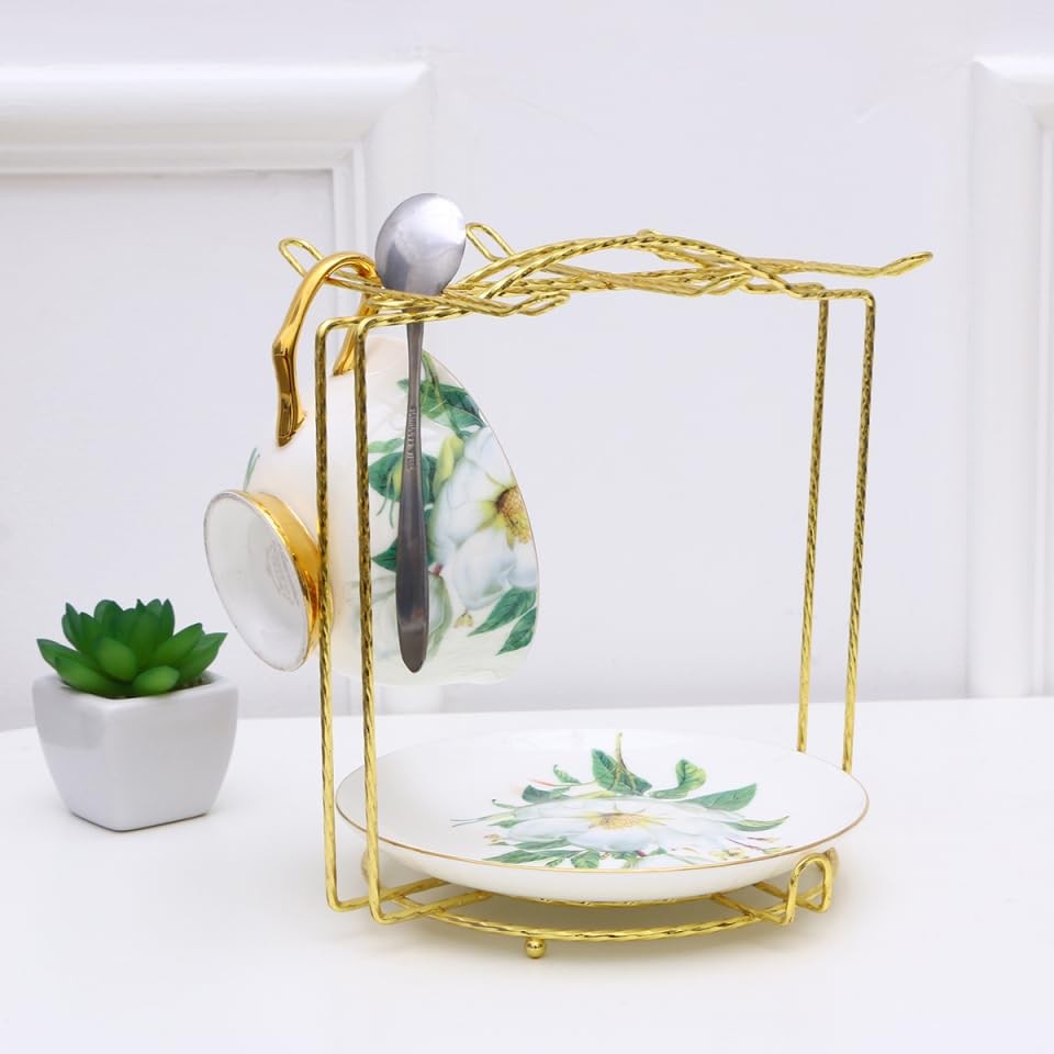 Coffee Mug Display Shelf Mug Rack Holder Rack Tea Cup Display Basket Drain Tr...