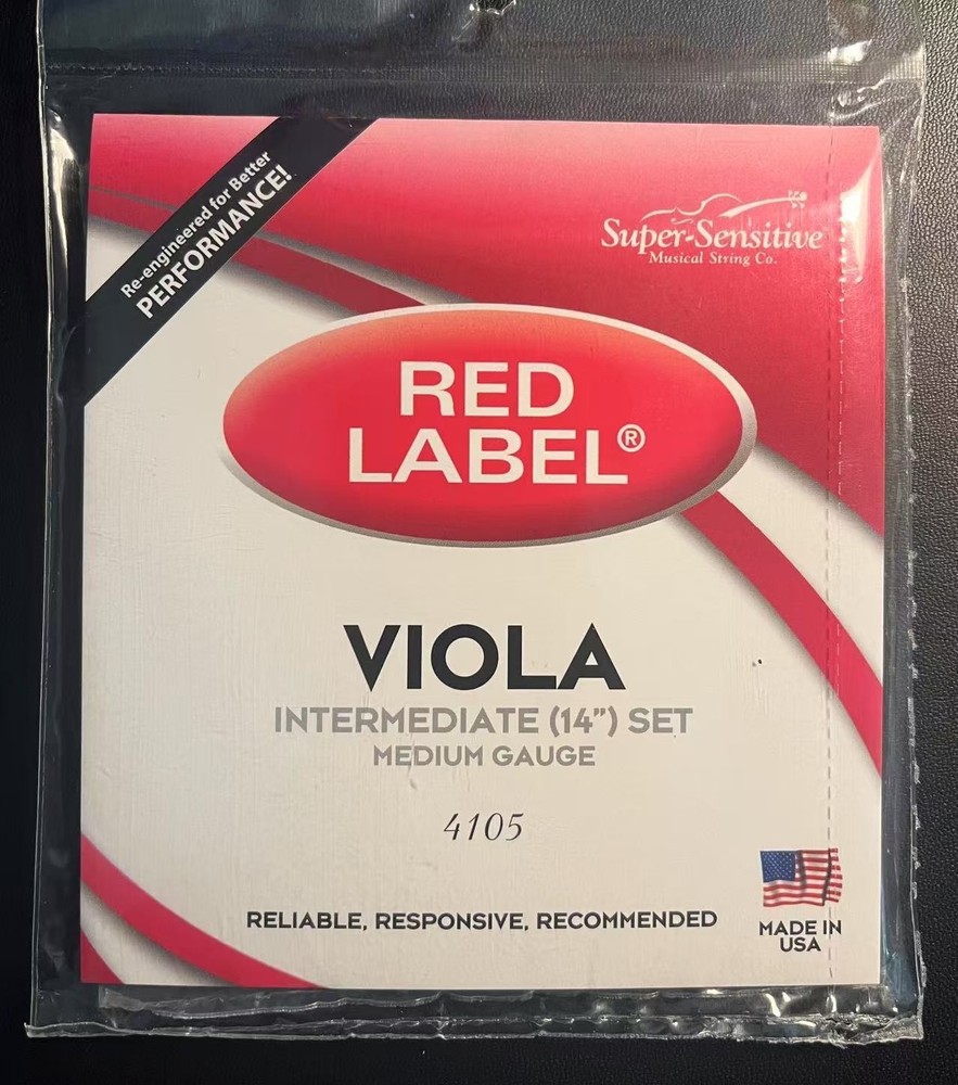 Super-Sensitive 4105 Red Label Viola String Set - 14-inch - Medium Gauge