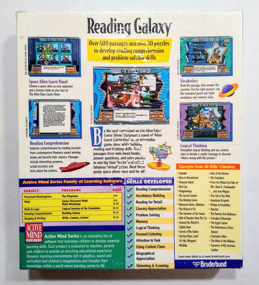 Broderbund Reading Galaxy Software Sealed Big Box Windows and Macintosh CD-ROM