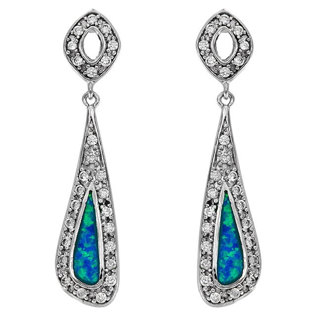 Treated Australian Opal Inlay 925 Solid Sterling Silver Earrings EO4