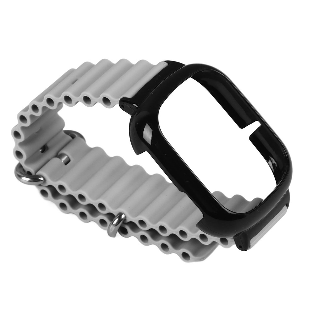 Watch Silicone Strap With Built In PC Case Adjustable Wristband (Gray )