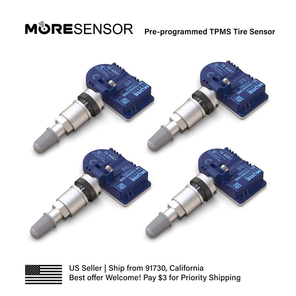 4PC 315MHz MORESENSOR TPMS Clamp-in Tire Sensor for A6 S6 A8 S8 E46 E39 E60 E61
