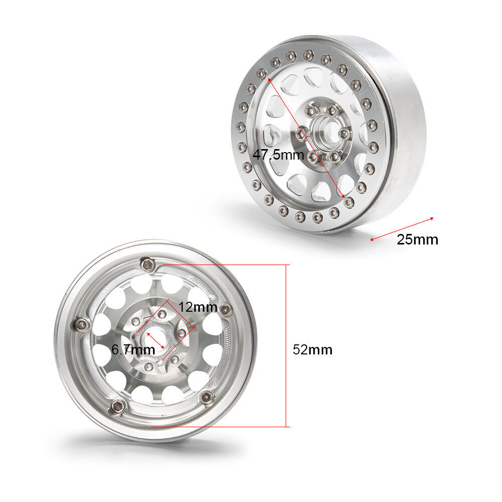 RC 2.2'' Aluminum Beadlock Crawler Wheels Rims -Silver 4pcs/set