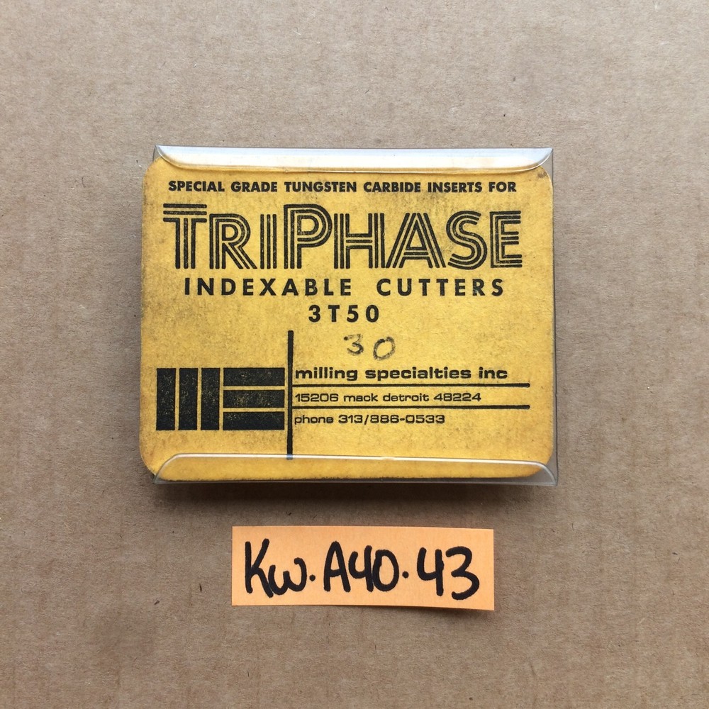 NIB TriPhase Carbide Indexable Cutters 3T50 5-Pack - NOS