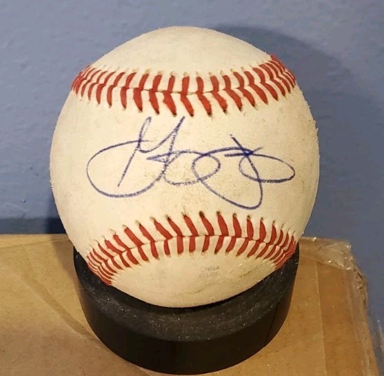Autographed Baseball game used GREG JAMES Milwaukee Brewers