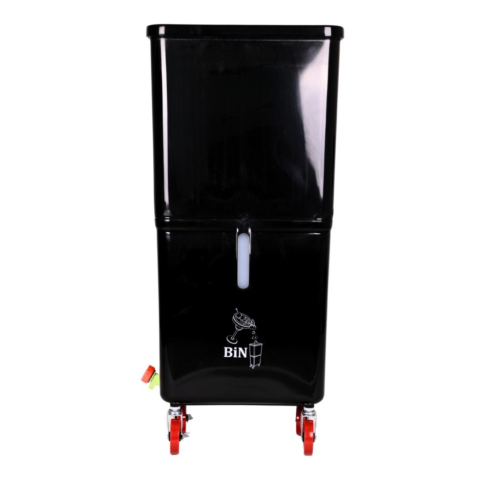Black Drink Dump Bin w/ Wheels – Dual Compartment Liquid & Trash Disposal