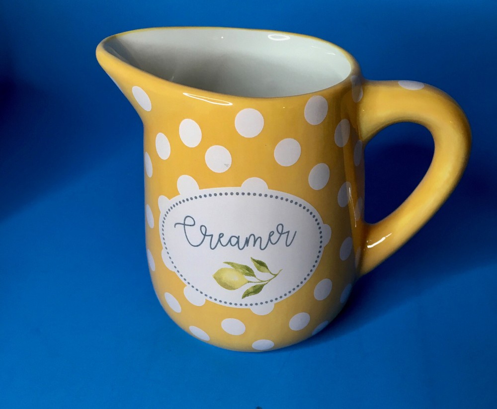 Creamer Yellow Polka Dot By Transpac Cottage Style