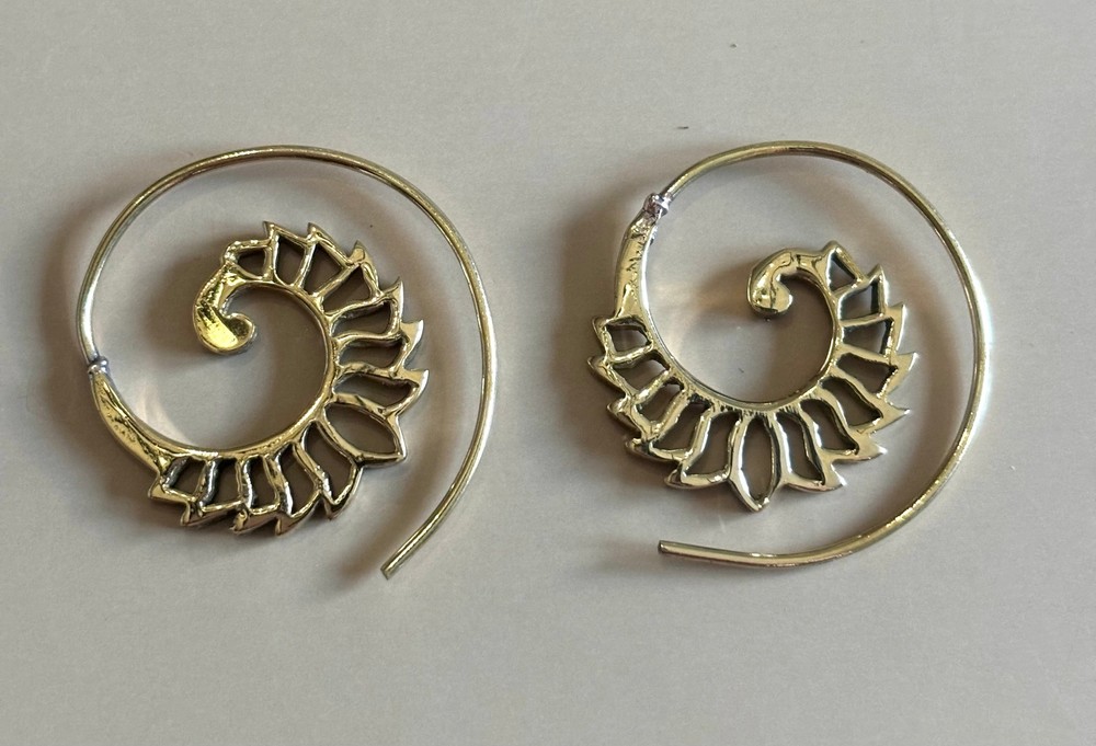 Brass Hollow Spiral Hoop Earring