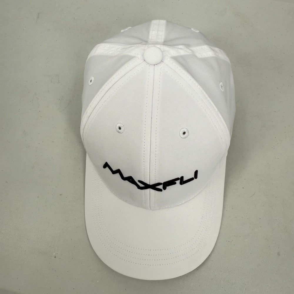 Maxfli White Golf Hat Cap Adjustable Embroidered Logo Performance Wicking