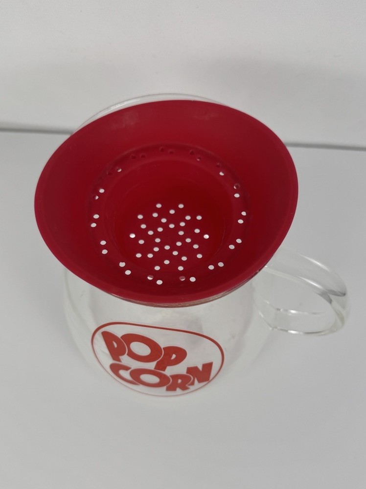 Ecolution Glass Microwave Popcorn Maker Pitcher Silicone Lid Red