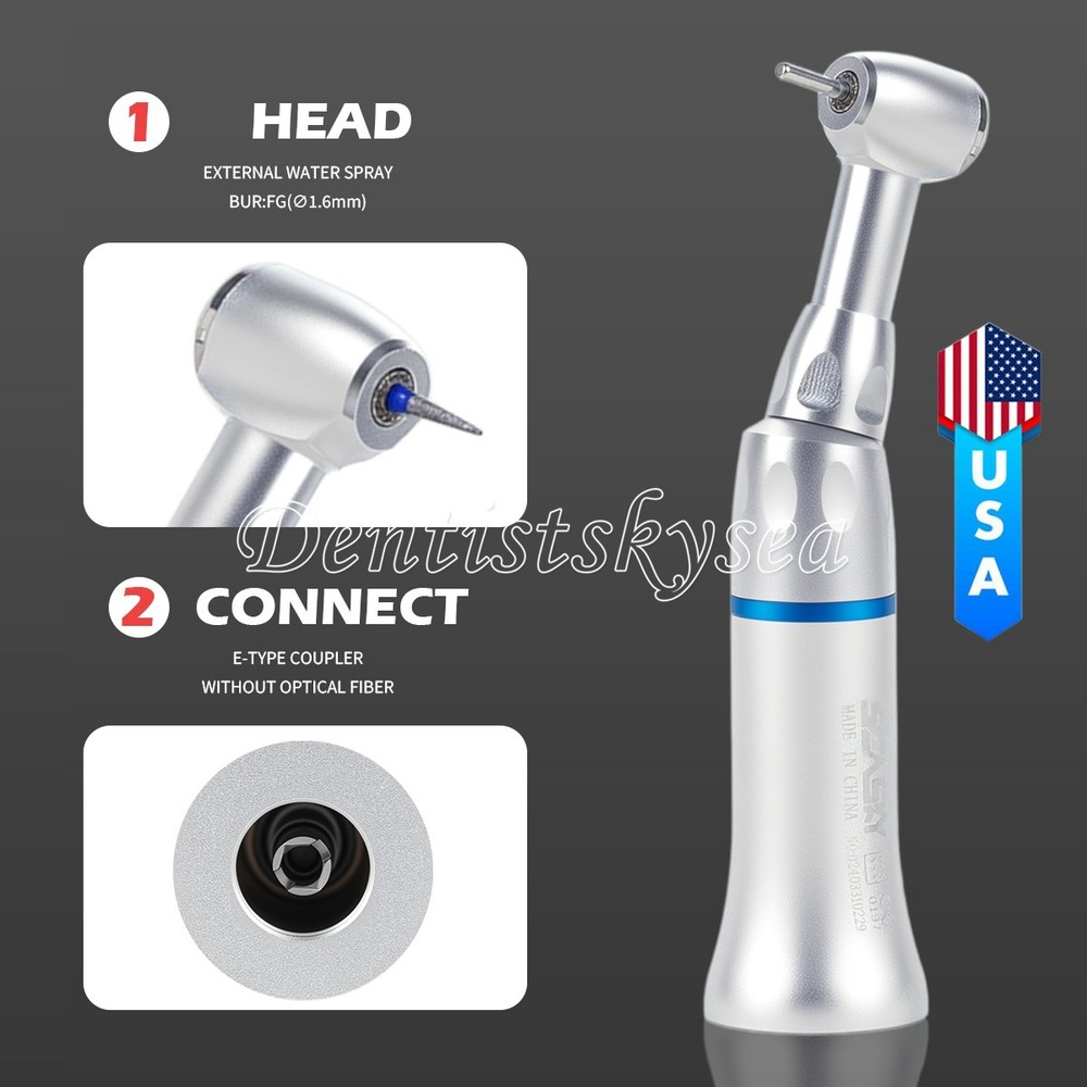 Dental Handpiece Low Slow Speed Contra Angle Push Button E-Type FG Burs 1.6mm