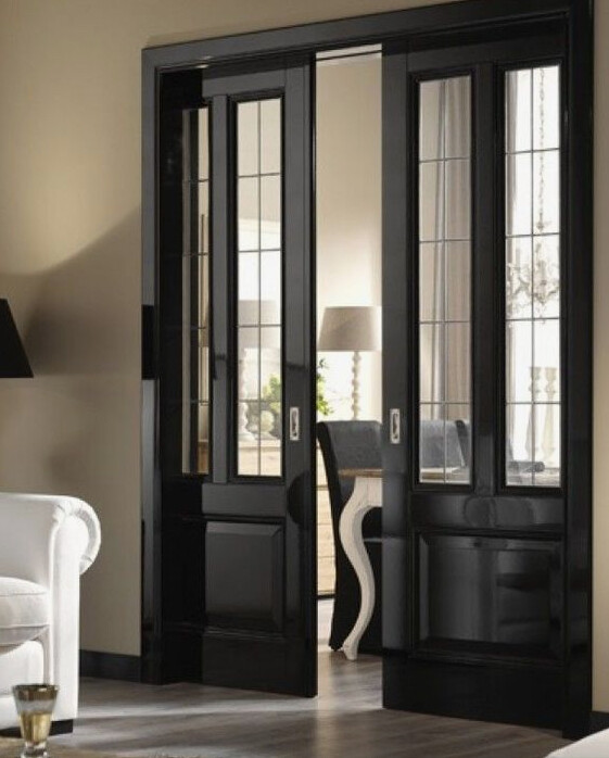 Pocket Doors with Leaded Glass panels Wow