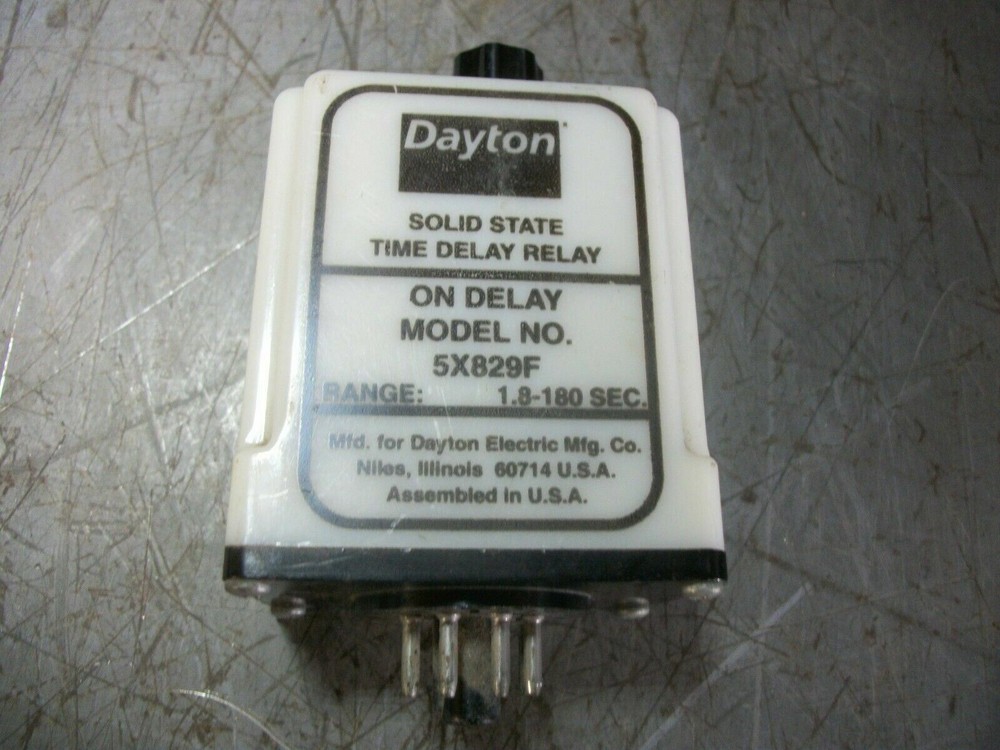 DAYTON SOLID STATE TIME DELAY RELAY 5X829F 1.8-180SEC