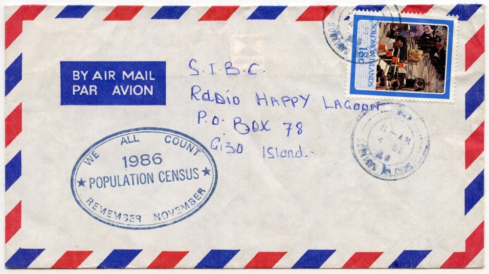 BRITISH SOLOMON ISLANDS 1986 POPULATION CENSUS OVAL HANDSTAMP