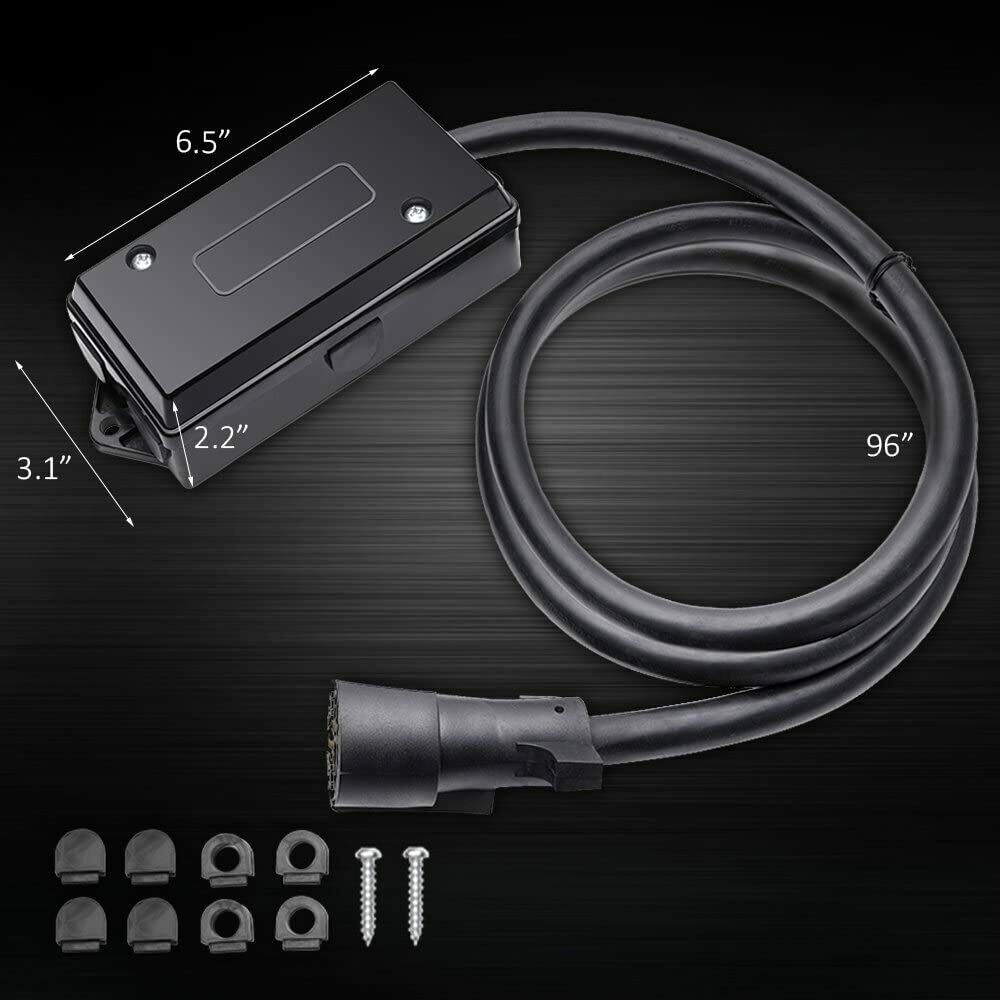 HOT 7/8/10 ft Trailer Cord 7 Way Plug Inline Junction Box Wiring Harness Kit USA