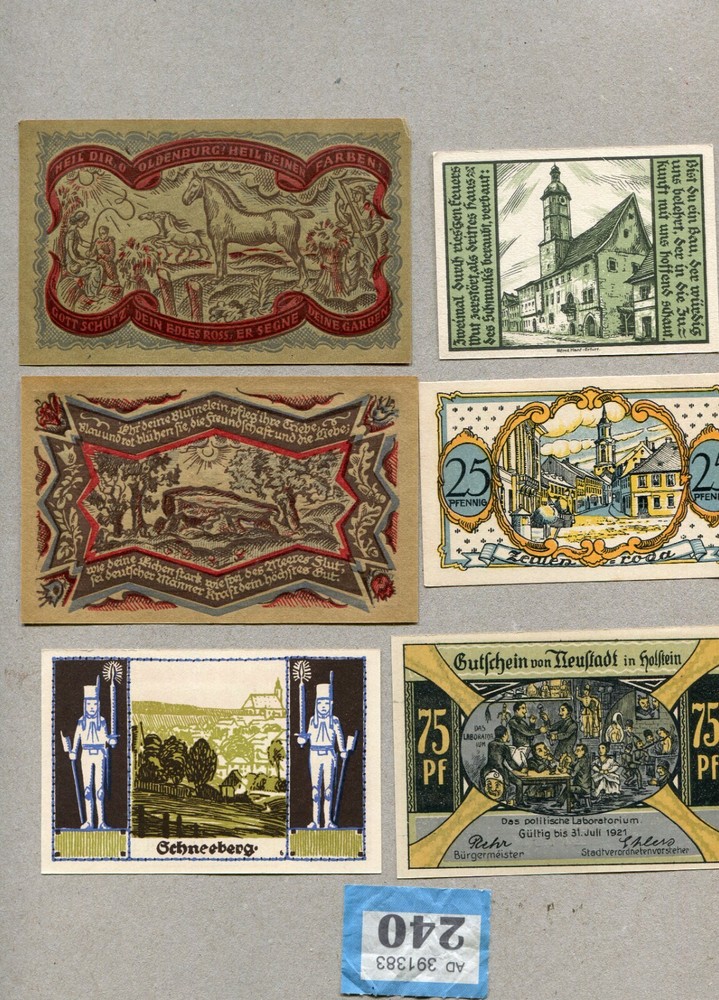 10 German Districts 1920s Banknotes