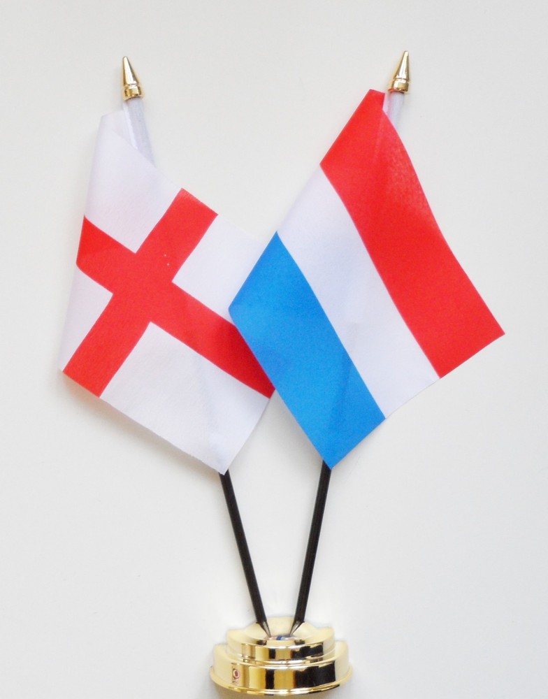 England & Netherlands Double Friendship Table Flag Set