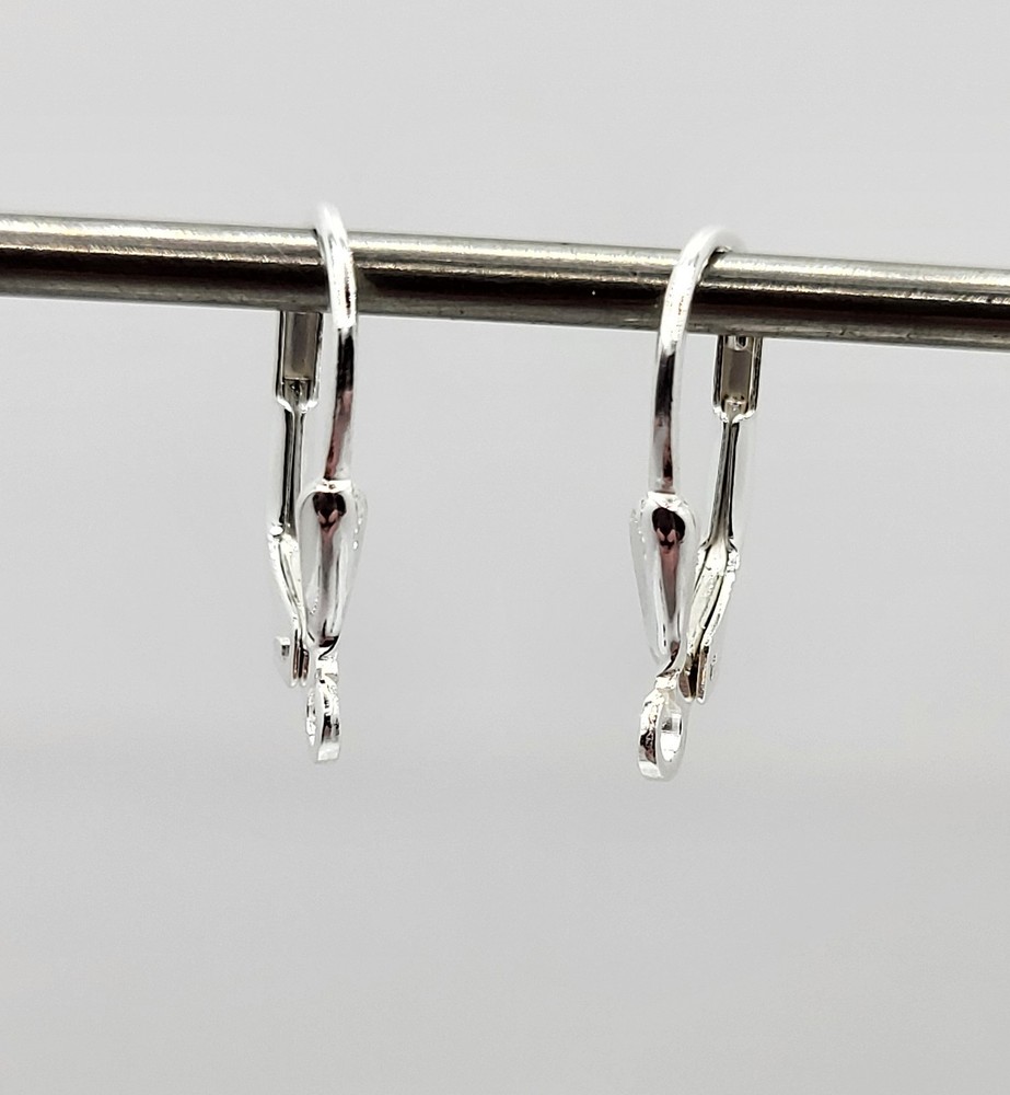 1 pair (2pc) Sterling Silver 925 16mm Leverback Closures w Open Loop; SAME I USE