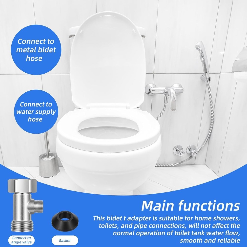 Compact 3-Way Bidet T Adapter - Copper Construction & Reliable Performance