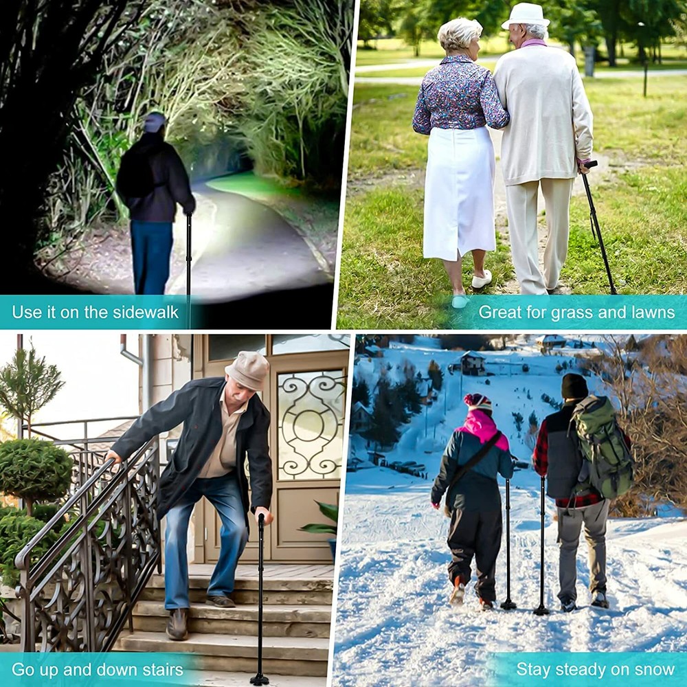 Collapsible Safety Walking Cane With LED Light Folding Adjustable Walking Stick