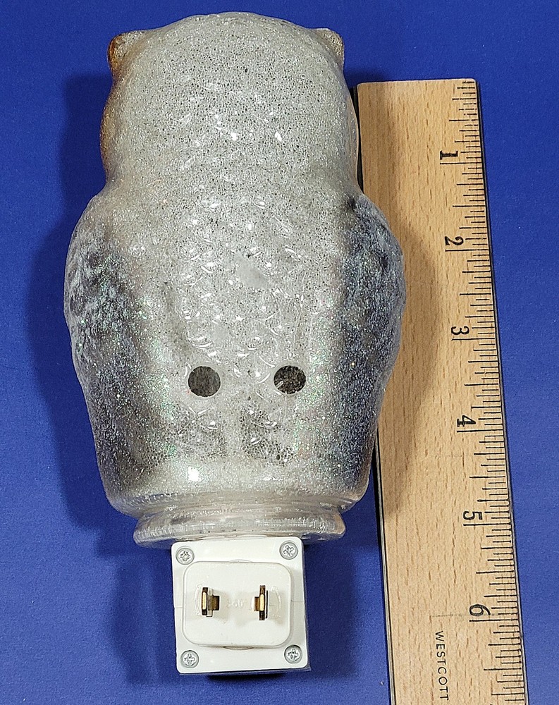 Vintage Glitter Owl Night Light Plug In