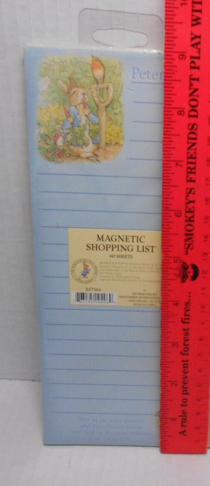 PETER RABBIT Magnetic Shopping List Lined Notepad NEW Sealed 60 Sheets -VTG 2004