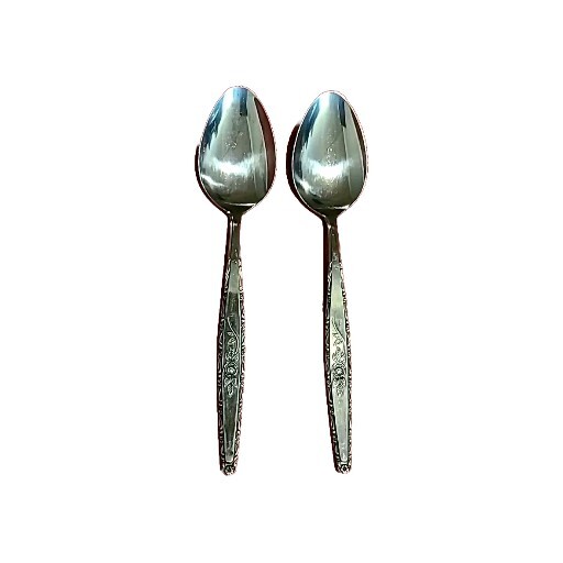 Vintage Japan Stainless Steel Single Rose Pattern 2 Tablespoons Flatware