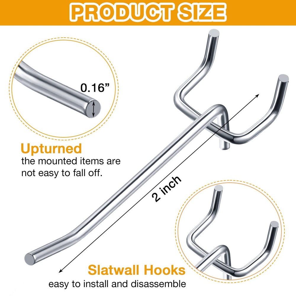 100 Pack Peg Board Hooks Stainless Steel Pegboard Hooks Shelving Pegboard Dis...