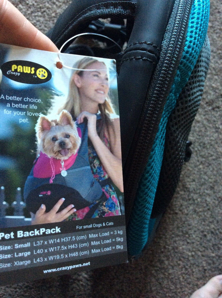 Bnwt Crazy Paws Small Pet Backpack - Seabreeze