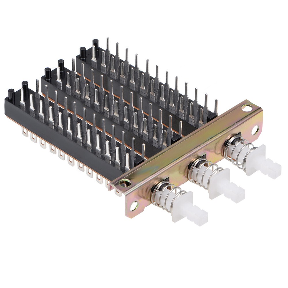 Interlock Push Button Switch Piano Type 8PDT 24 Pin 3 Row