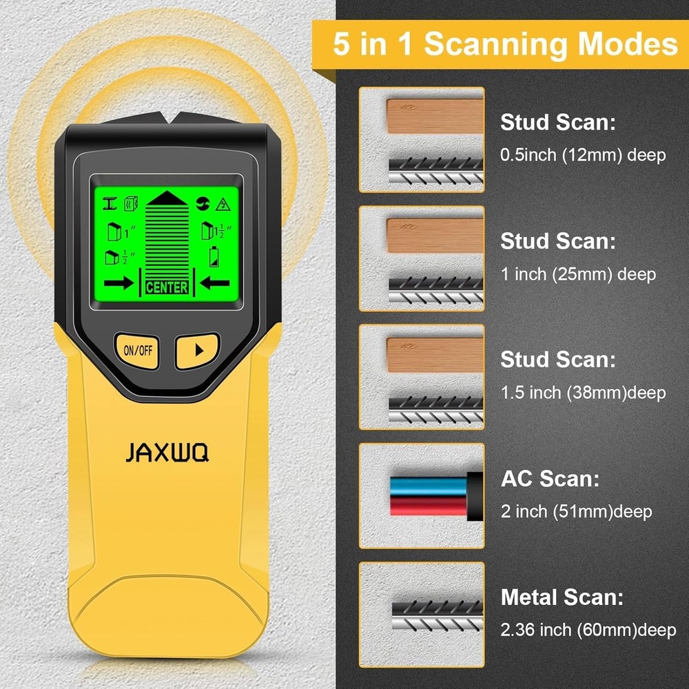 5-in-1 Stud Finder Wall Scanner with HD LCD Display - Precise Detection Tool