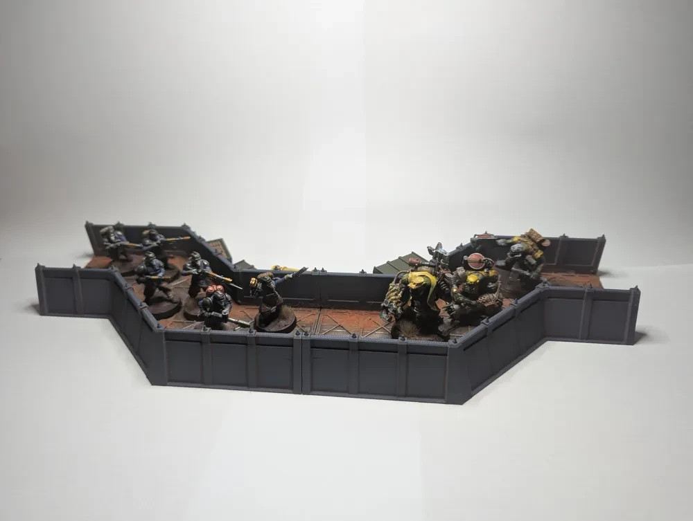 Modular Trench Terrain Starter Set – Magnet Ready (9 Pieces + 4 End Caps)