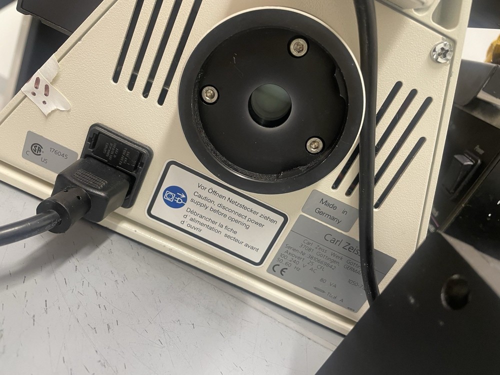 CARL ZEISS AXIOVERT 25 INVERTED PHASE CONTRAST MICROSCOPE with 4 objectives