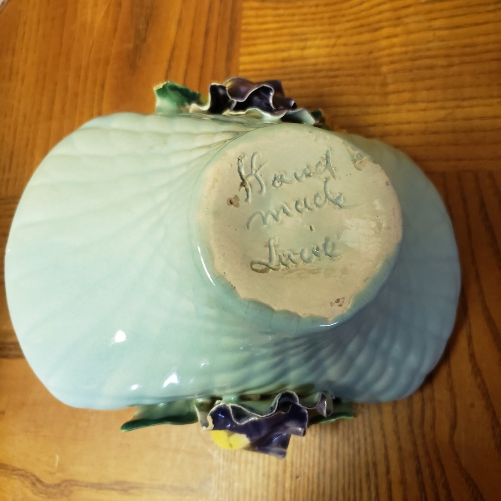 Decorative Vintage Hand made Glazed Ceramic Basket Planter