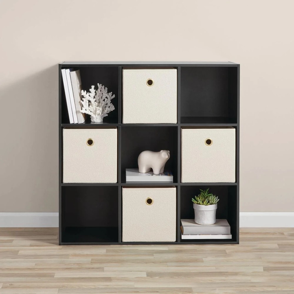 9-Cube Open Storage Organizer Shelves Bookcase, Easy Assembly, Black