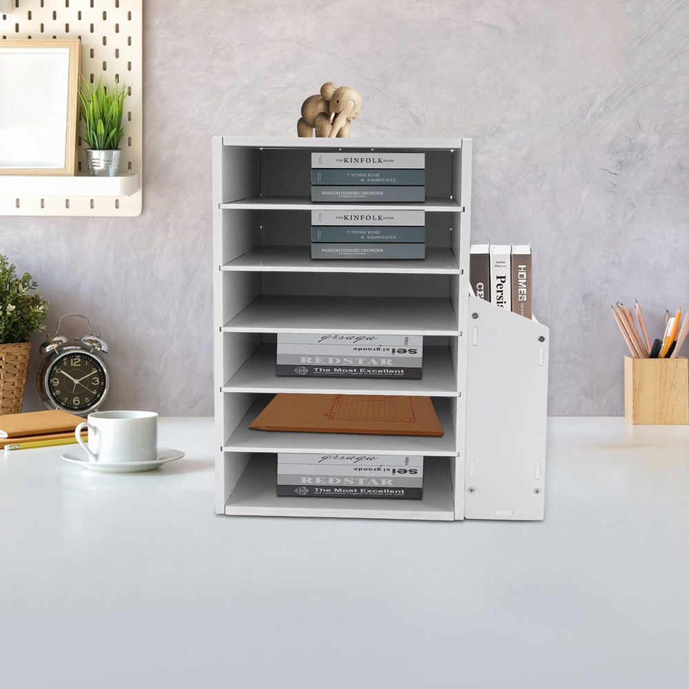 White Desktop Organizer Desktop File Holder File Organizer Modern Rectangular