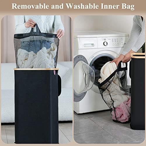 Laundry Hamper with Lid Large Laundry Hamper with Handle and Lid, 110L Black