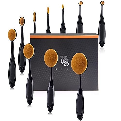Oval Makeup Brushes Set 10 Pcs Professional Oval Toothbrush 10PC-Black