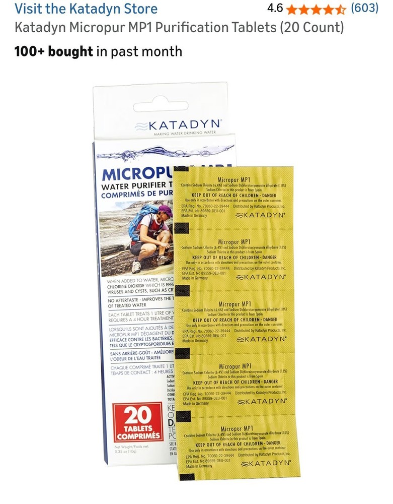 Katadyn Micropur MP1 Purification Tablets (20 Count)