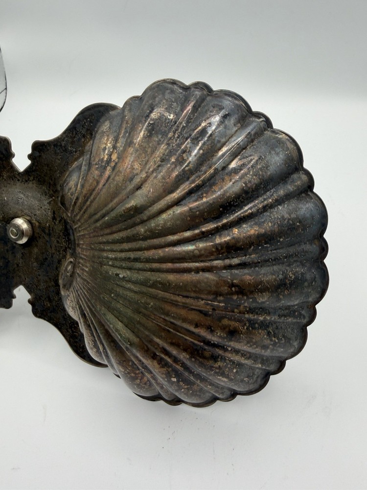 Antique Victorian Silverplate Double Shell Dish Crown Shield Mark Bonbon Nut