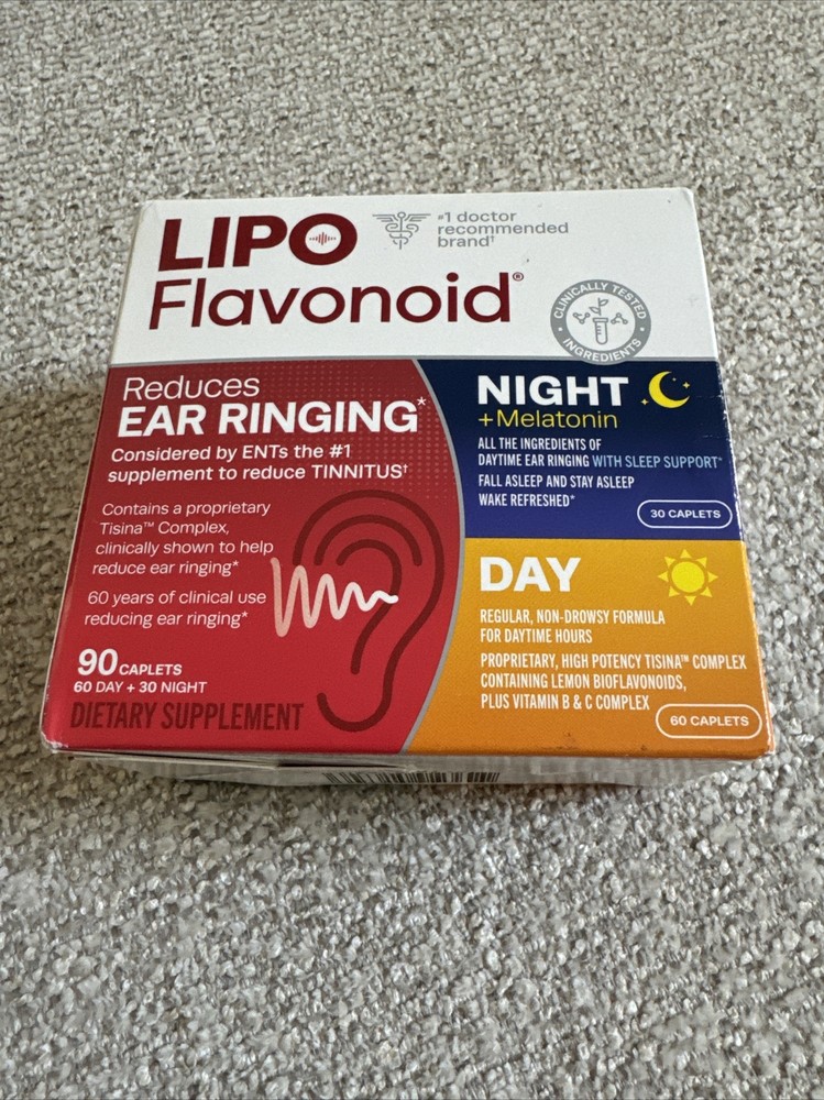 Lipo Flavonoid Plus Day/Night PM Pack Ear Ringing 90 Caplets Total 01/2027 NEW