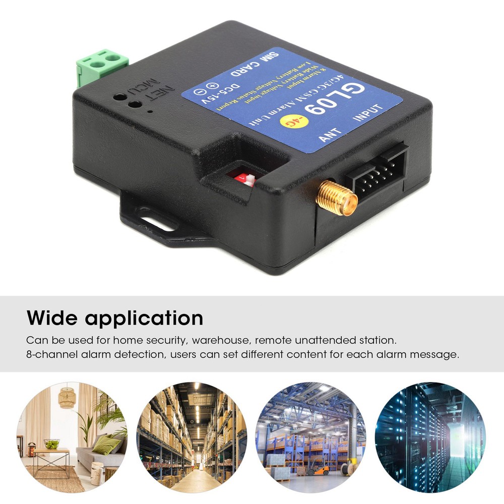 US Plug 4G/3G/GSM Alarm Security System Alert Module 8‑Channel Input Low Con Fit