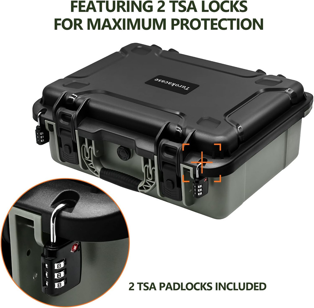 TSA Approved Hard Shell Pistol Case for Multiple Handguns with Locks