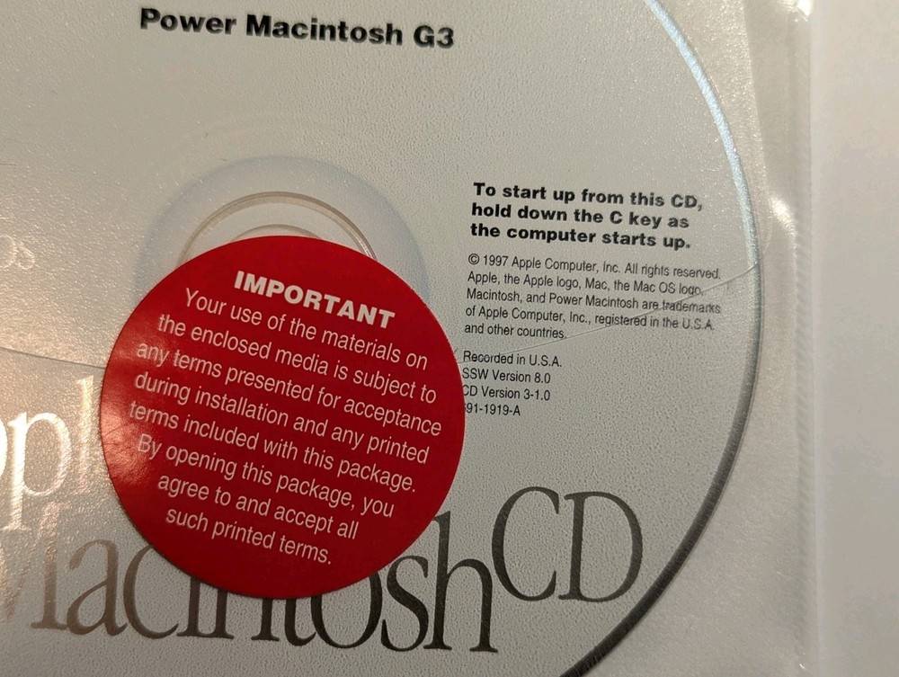 RARE Power Macintosh G3 Apple Macintosh CD - Original System Software v 8.0