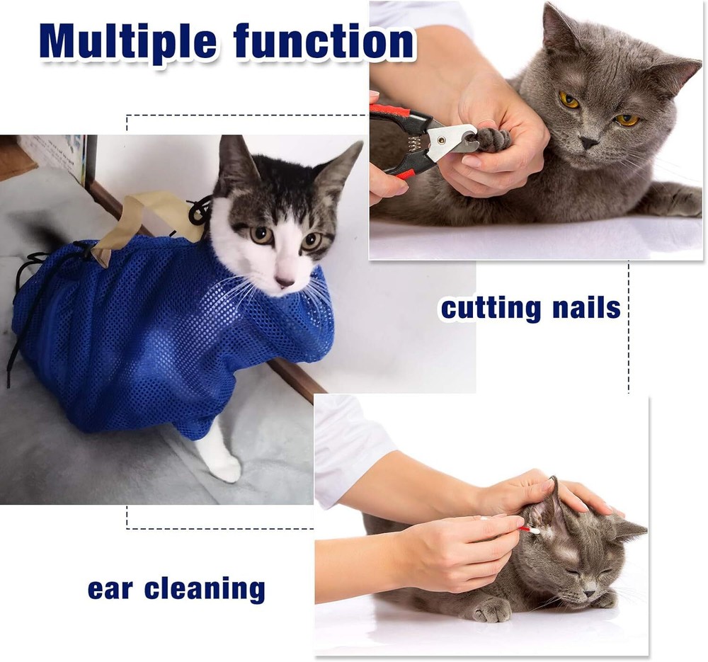 Cat Muzzle And Bathing Bag Set For Easy Grooming And Safety Large Size