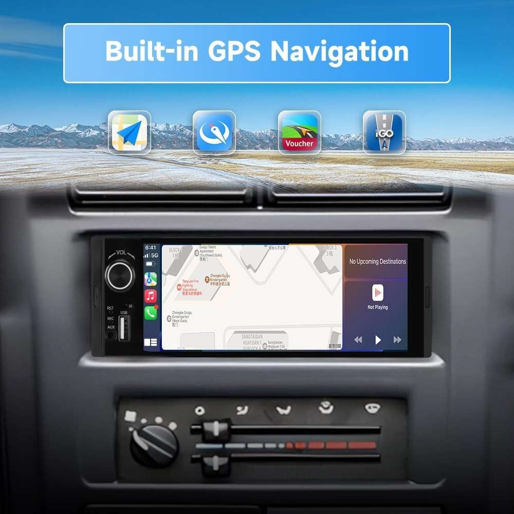 CarPlay & Android Auto Single Din Car Stereo