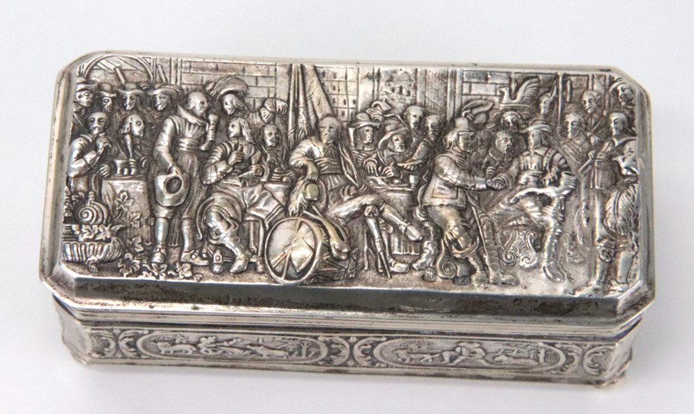 Antique 800 Silver Ornate Snuff Box